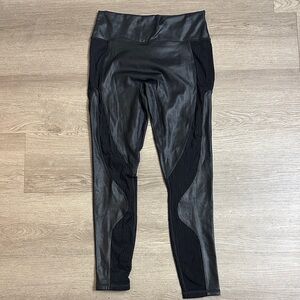 Fabletics Shiny Black Textured Leggings